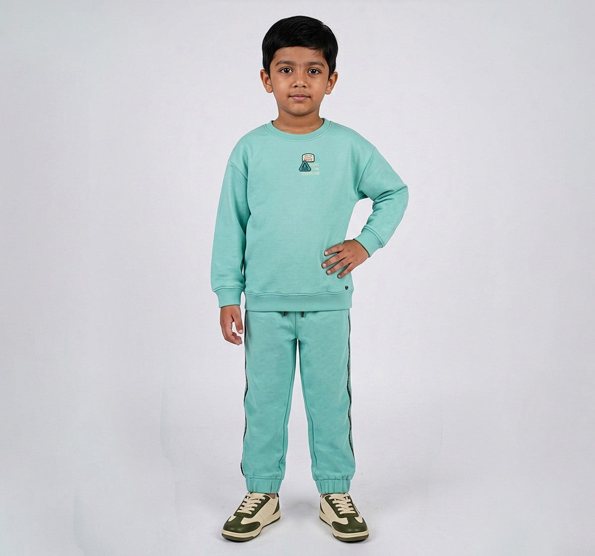 Boys Mint Green Cotton Blend Graphic Print Sweatshirt