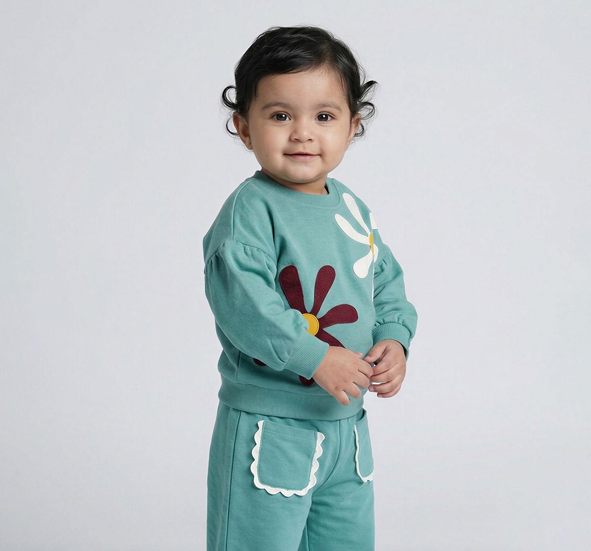 Sweatshirt Applique Embroidery Teal