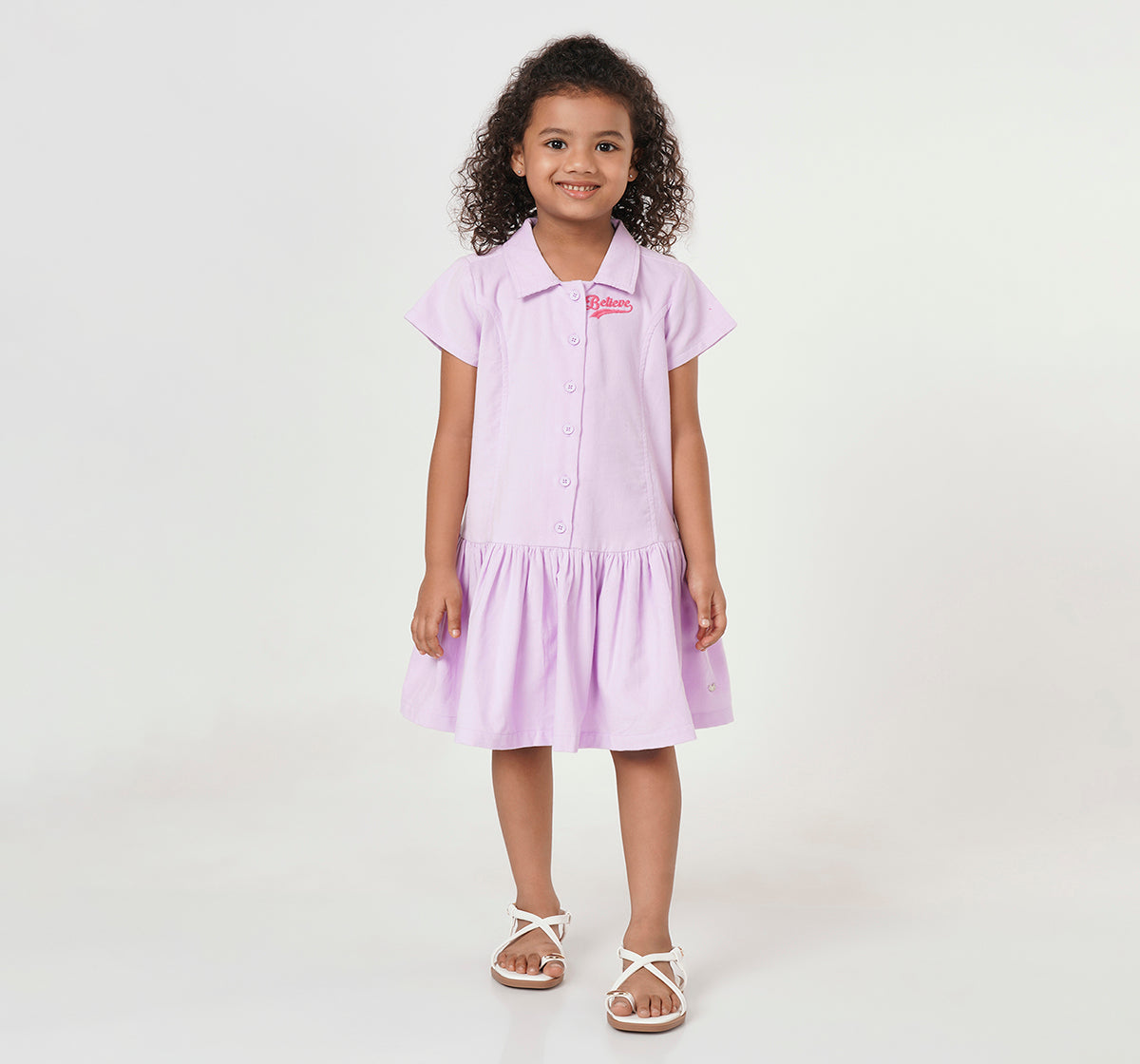 Low Wasit Pleated Dress Lilac