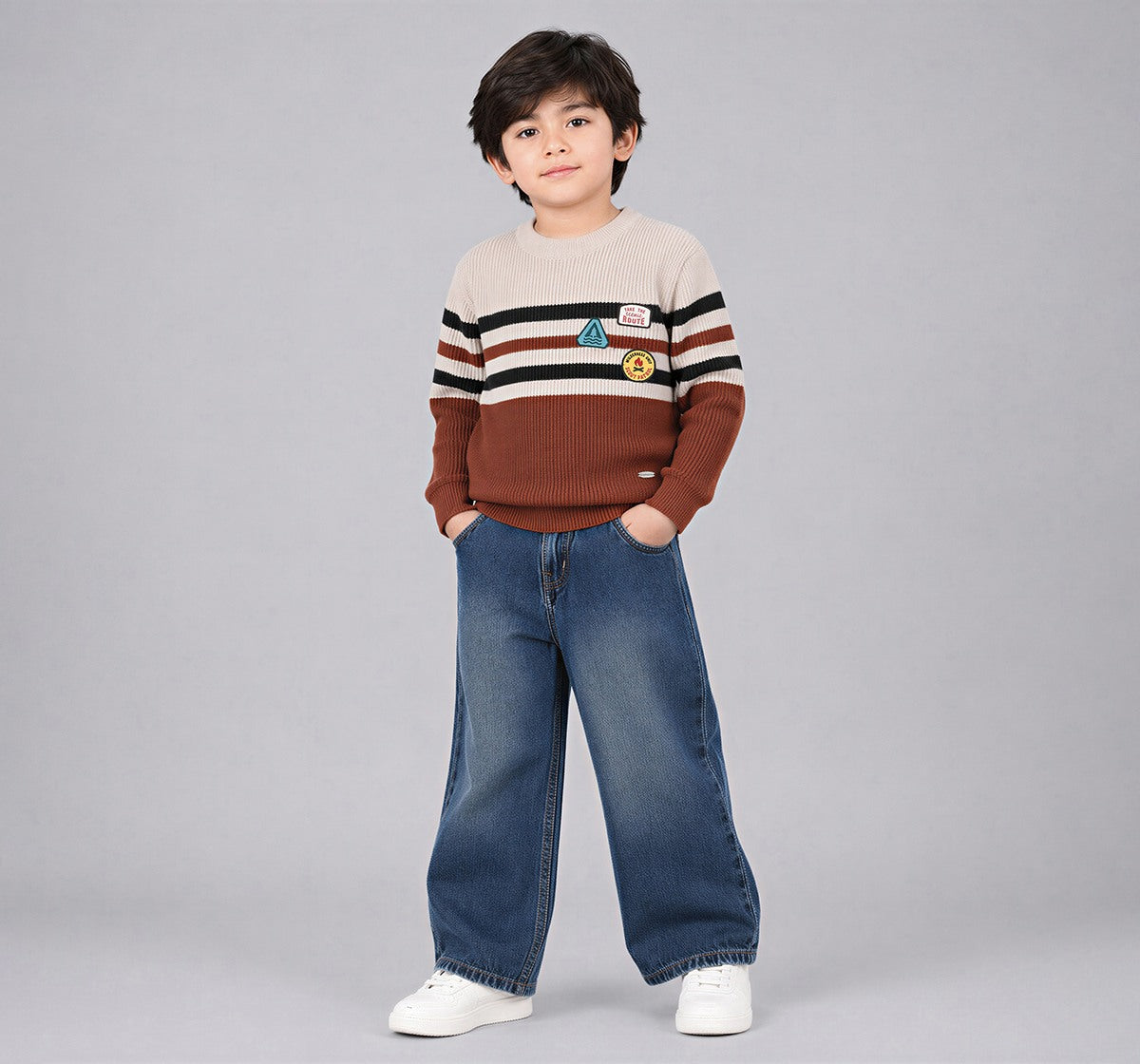 Flat Knit Sweater Brown