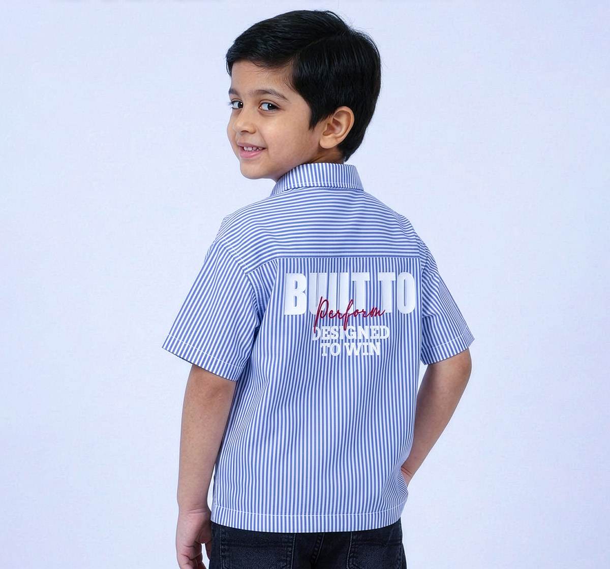 Anti Fit Half Sleeve Stripe Shirt Blue