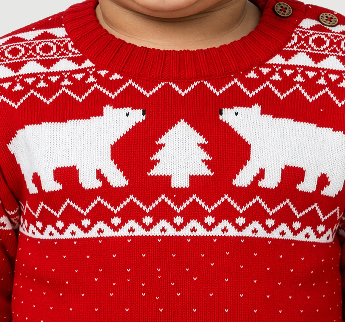 Sweater with Intarsia & Birdseye Red