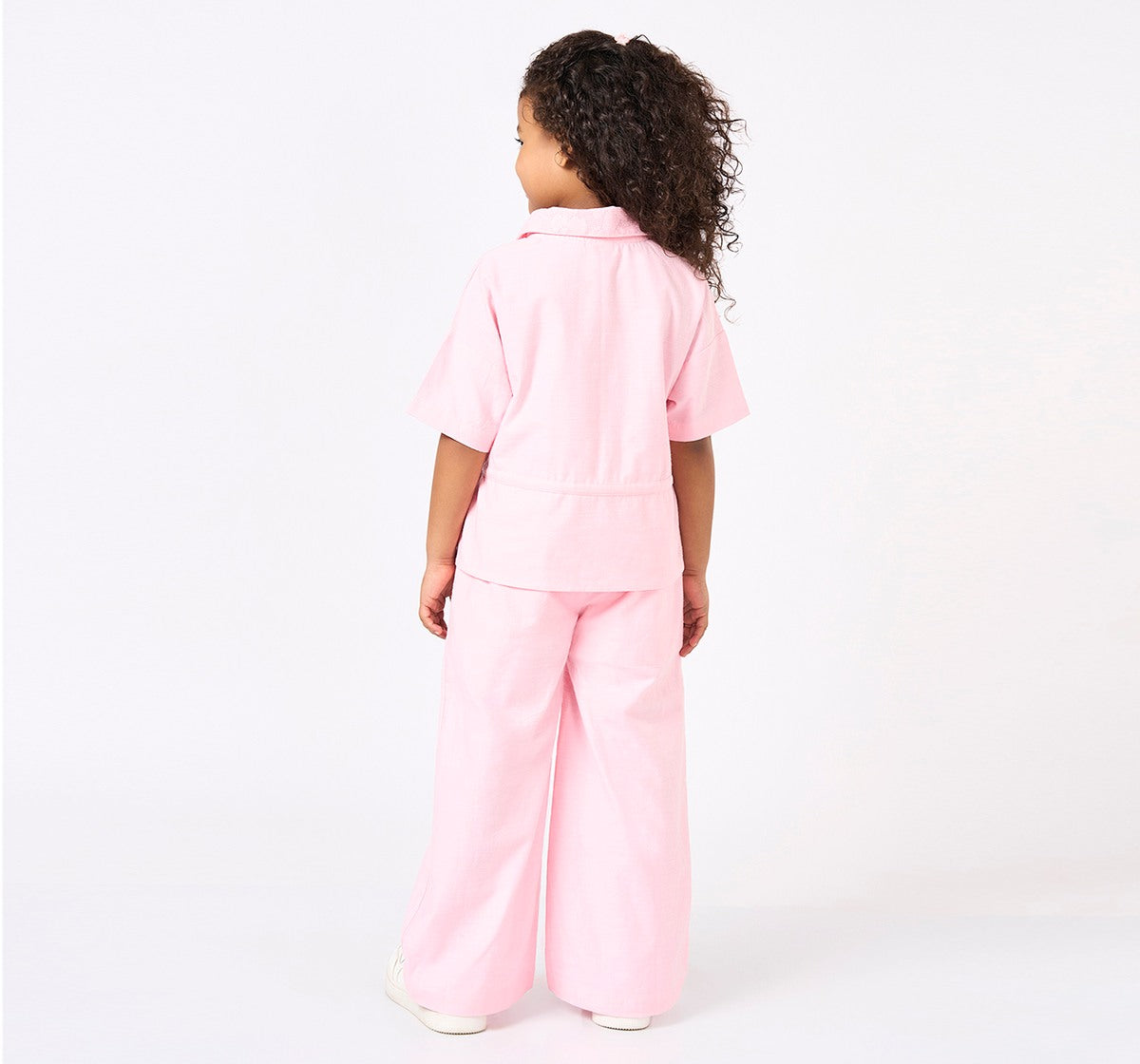 Collared Top with Pant Set Pink