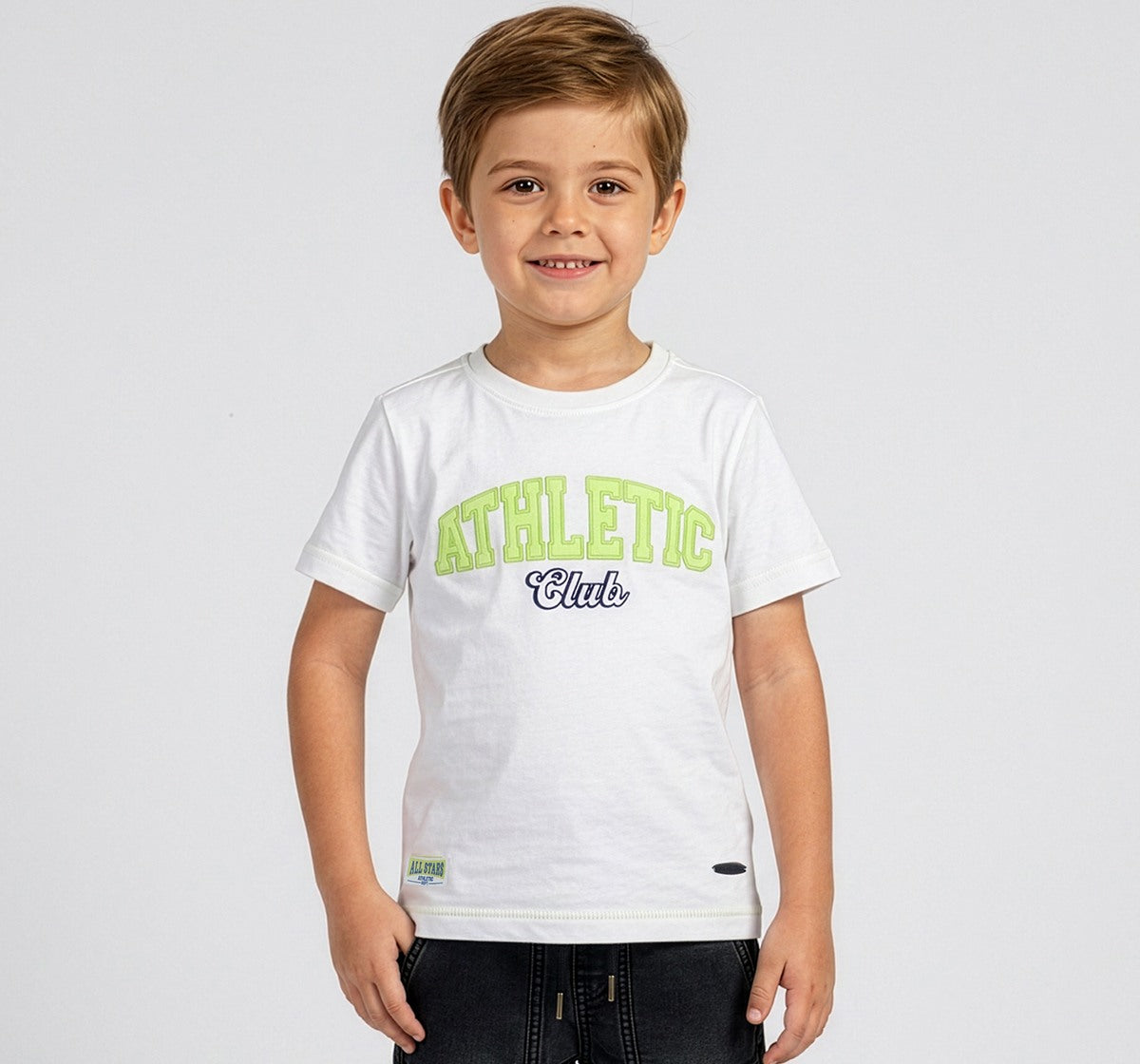 Half Sleeves T-Shirt with Applique White