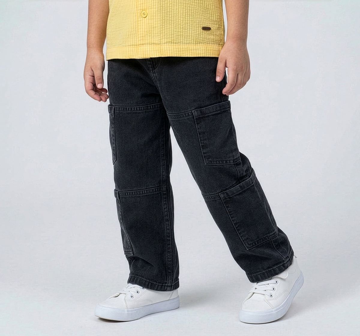 Cargo Denim Bottom Black Regular Fit