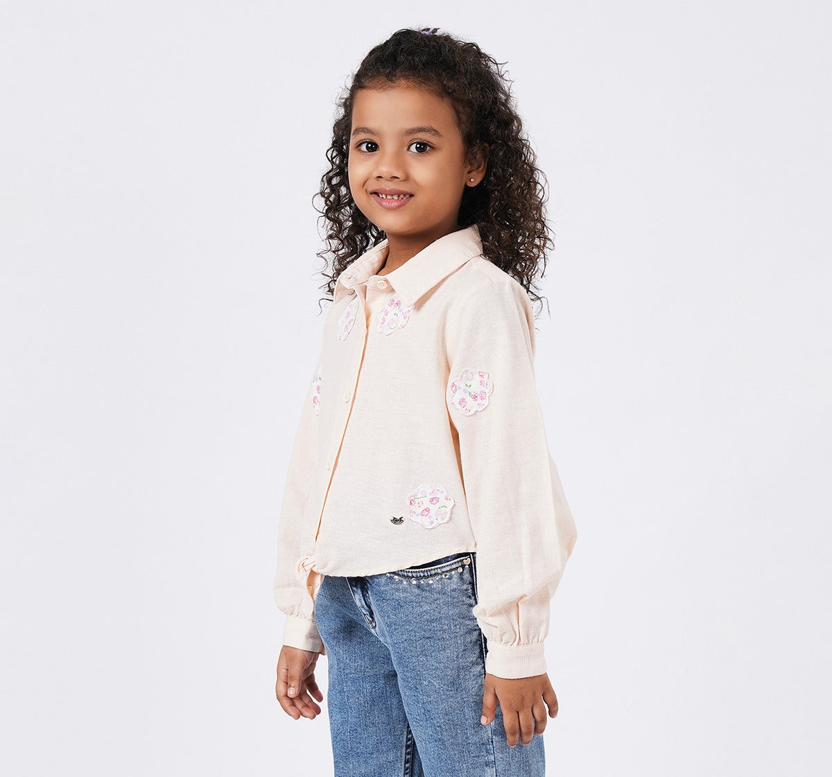Applique Patch Shirt Salmon