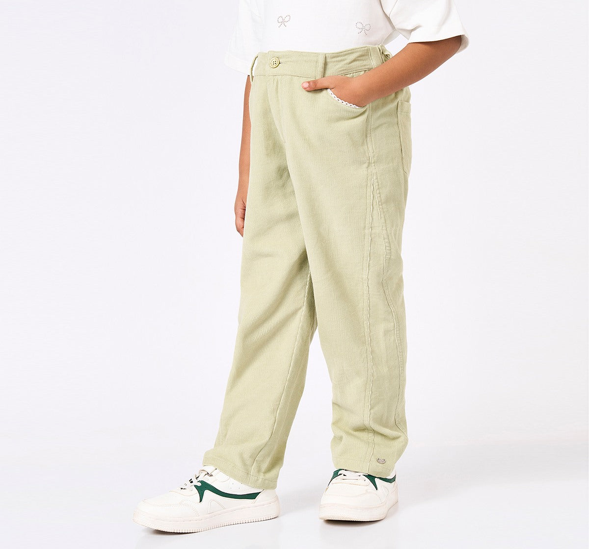 Barrel Fit Corduroy Pant Green