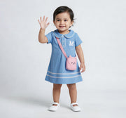 Pique Dress with Character Bag Blue