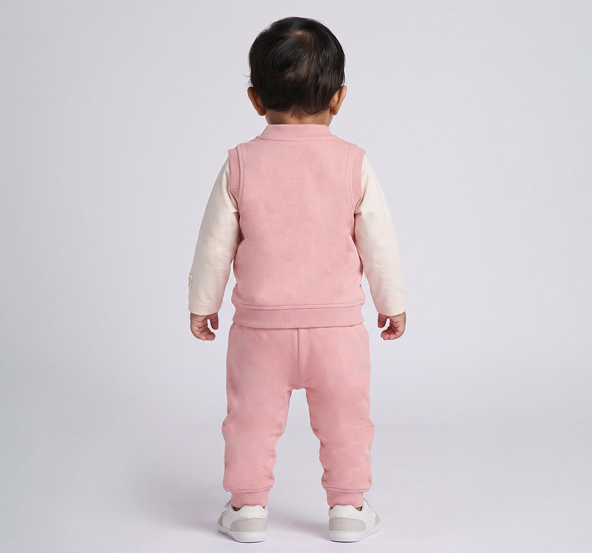 3 Pc Knit Set- Vest,Jogger & Tee Peach