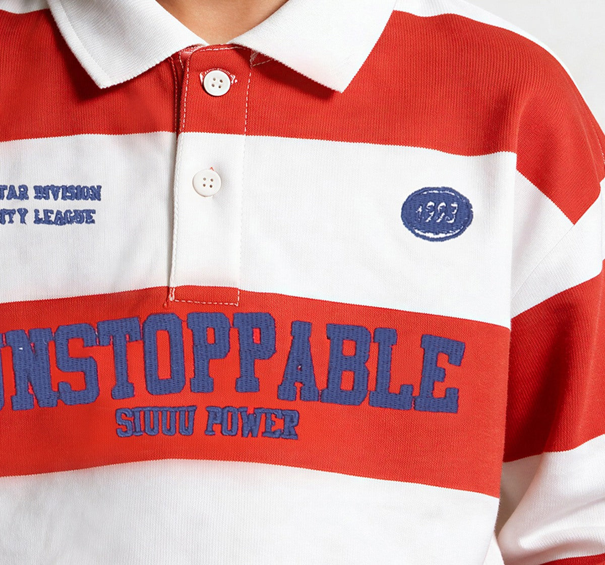 Striped Polo Neck Sweatshirt Red