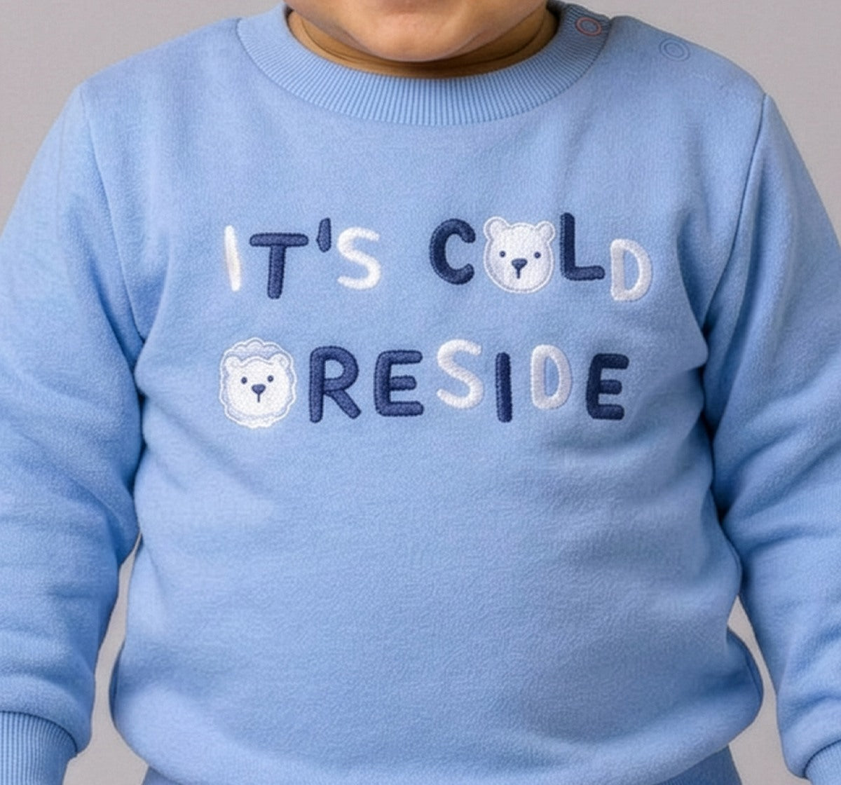 Infant Boys Blue Regular-Fit Raglan Sleeve Embroidered Sweatshirt