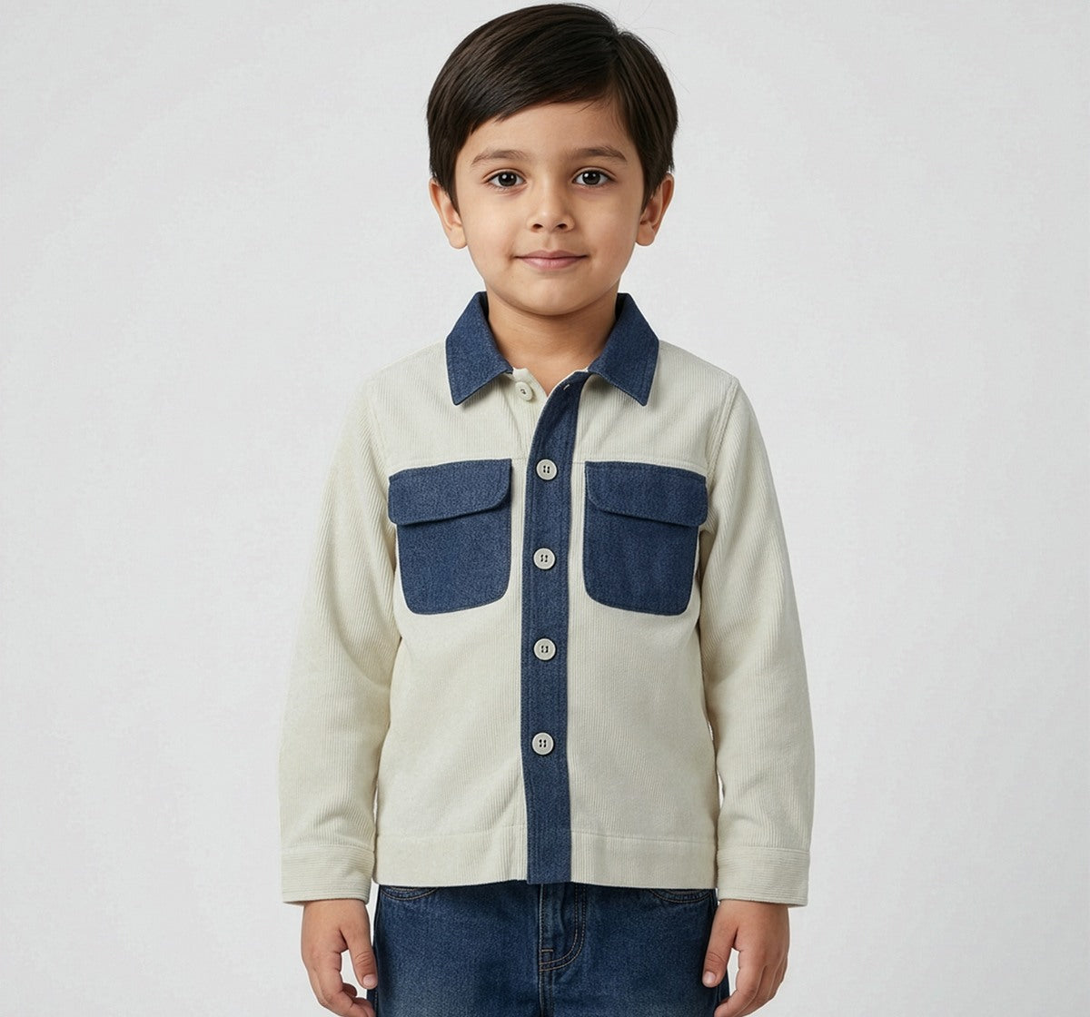 Full Sleeves Mix and Match Shirt Beige