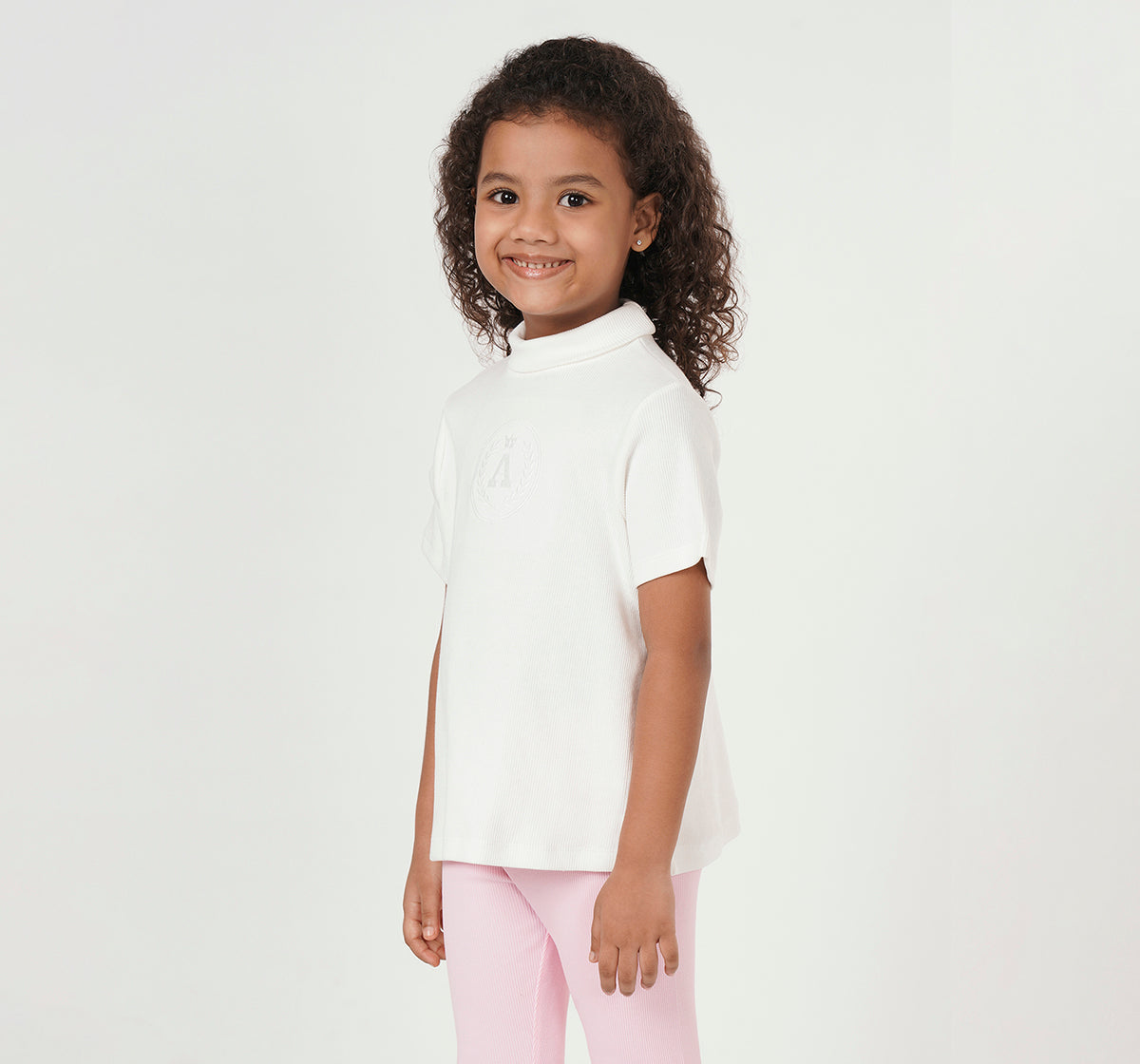 Rib T Shirt with Tonal Embroidery Off White