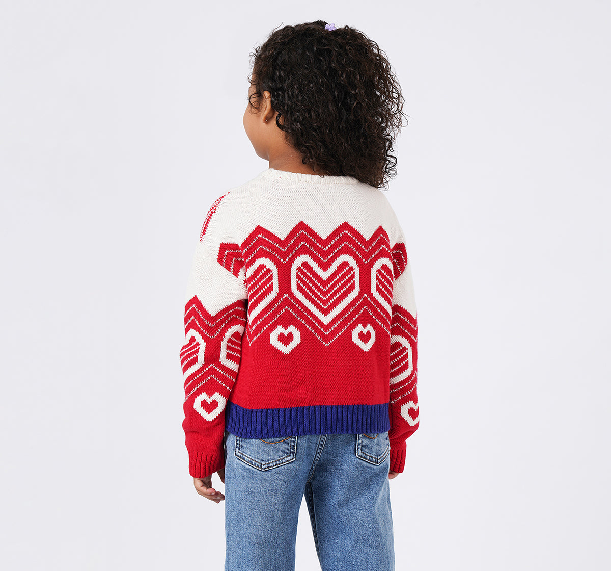 Sweater with Heart Jacquard Red
