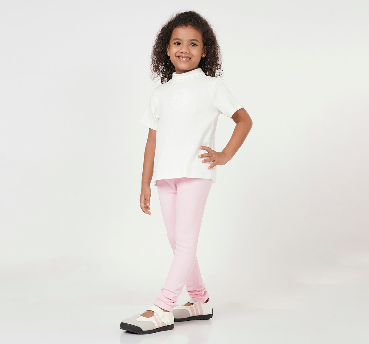 Rib T Shirt with Tonal Embroidery Off White