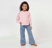 Dobby Shirt with Pleats and Ruching Pink