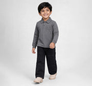 Full Sleeves Rugby Polo T-Shirt Grey