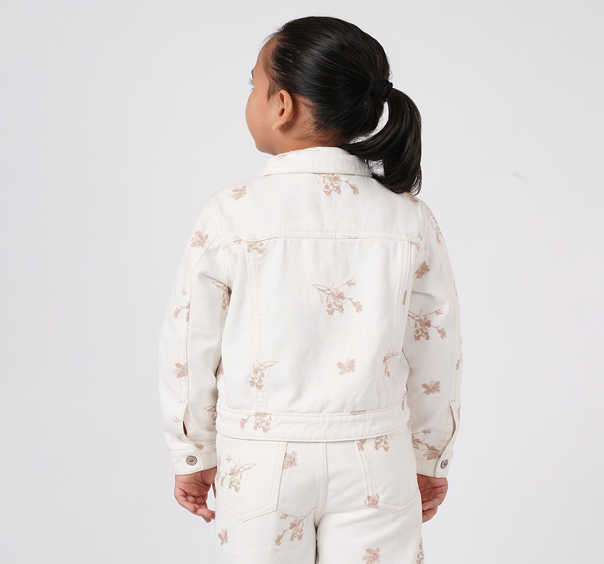 Waist Length Embroidered Jacket Off White