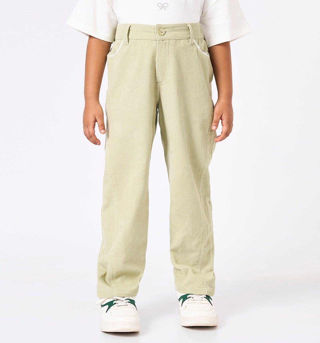Barrel Fit Corduroy Pant Green