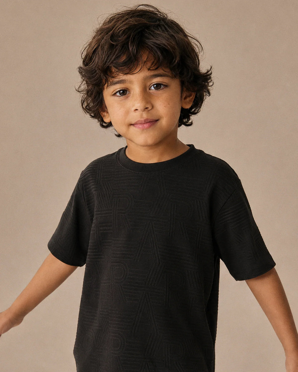 Rare Ones Boys Stom Regular Fit Cotton Blend T-Shirt - Black