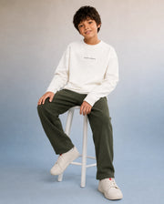 Boys Dark Olive Slim-Fit Cotton Blend Trousers