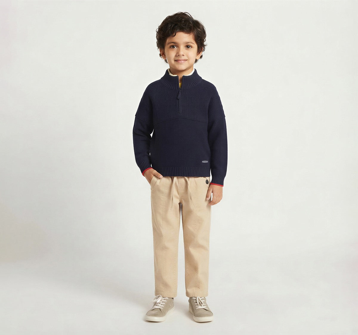 Flat Knit Turtle Neck Sweater Navy