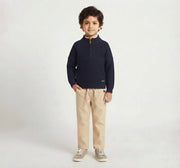 Flat Knit Turtle Neck Sweater Navy