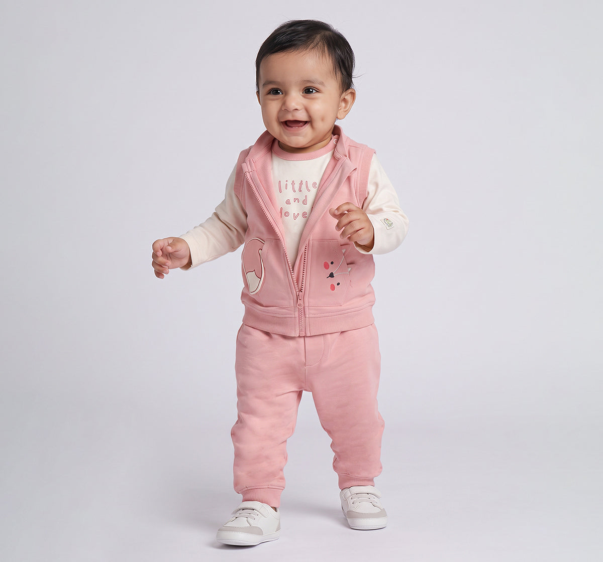 3 Pc Knit Set- Vest,Jogger & Tee Peach