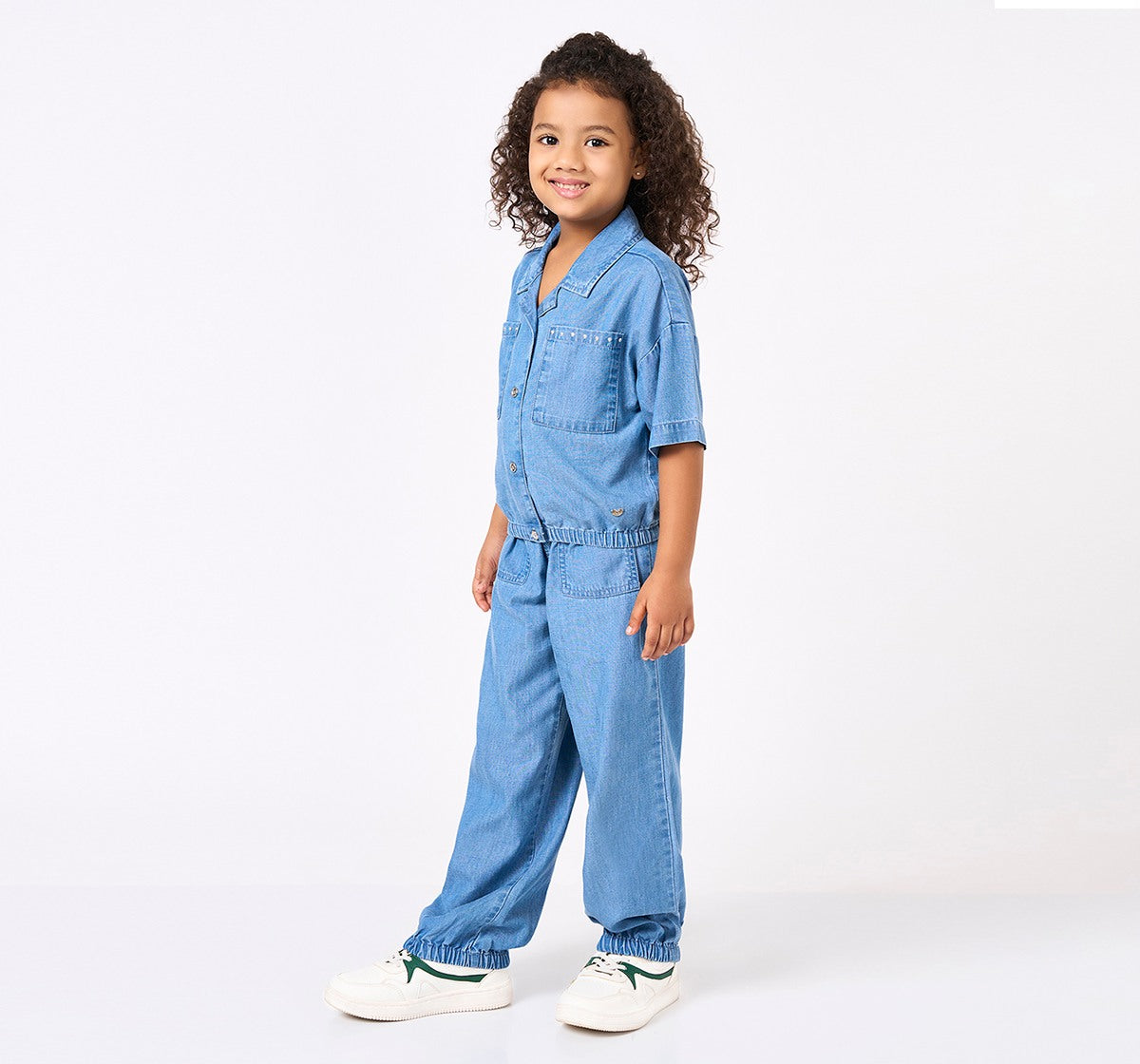 Denim Top with Jogger Set Blue
