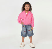 Hooded Jacket with Oversized Pocket Pink