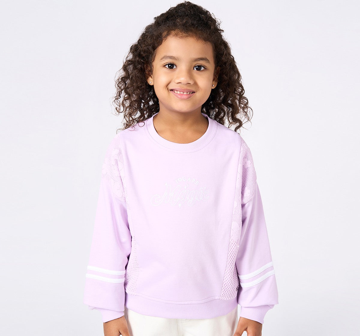 Sweatshirt with Lace and Mech Details Lilac