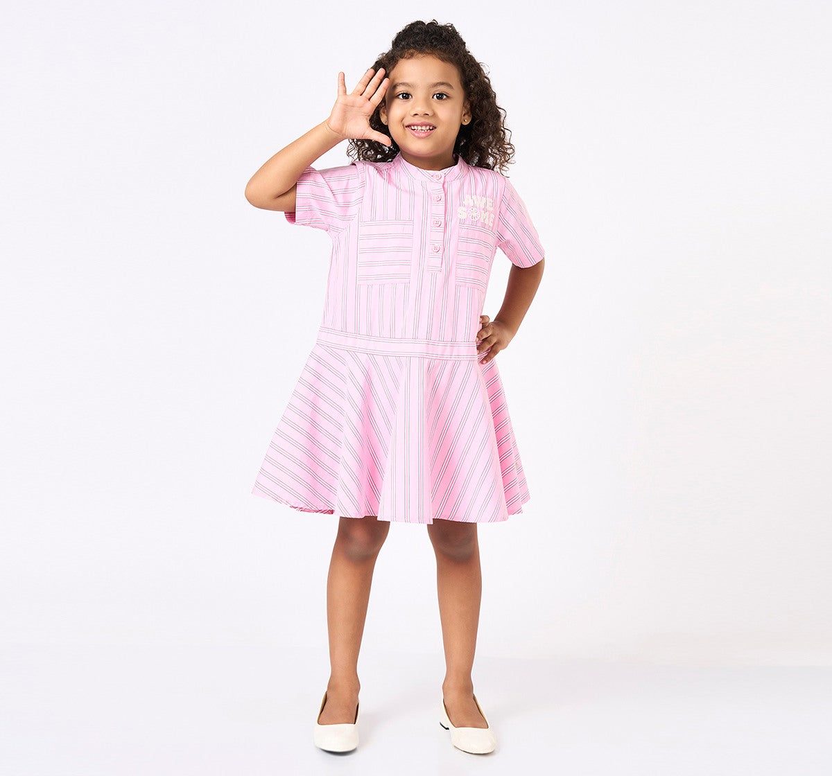 Woven Stripe Dress Pink
