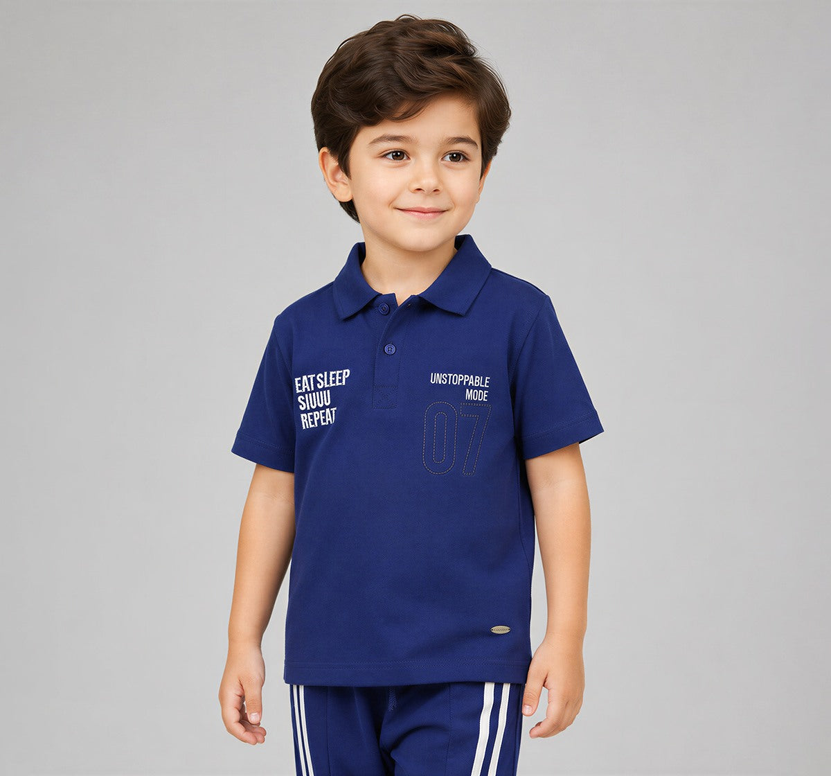 Polo Neck T- Shirt W/ Embroidery Blue