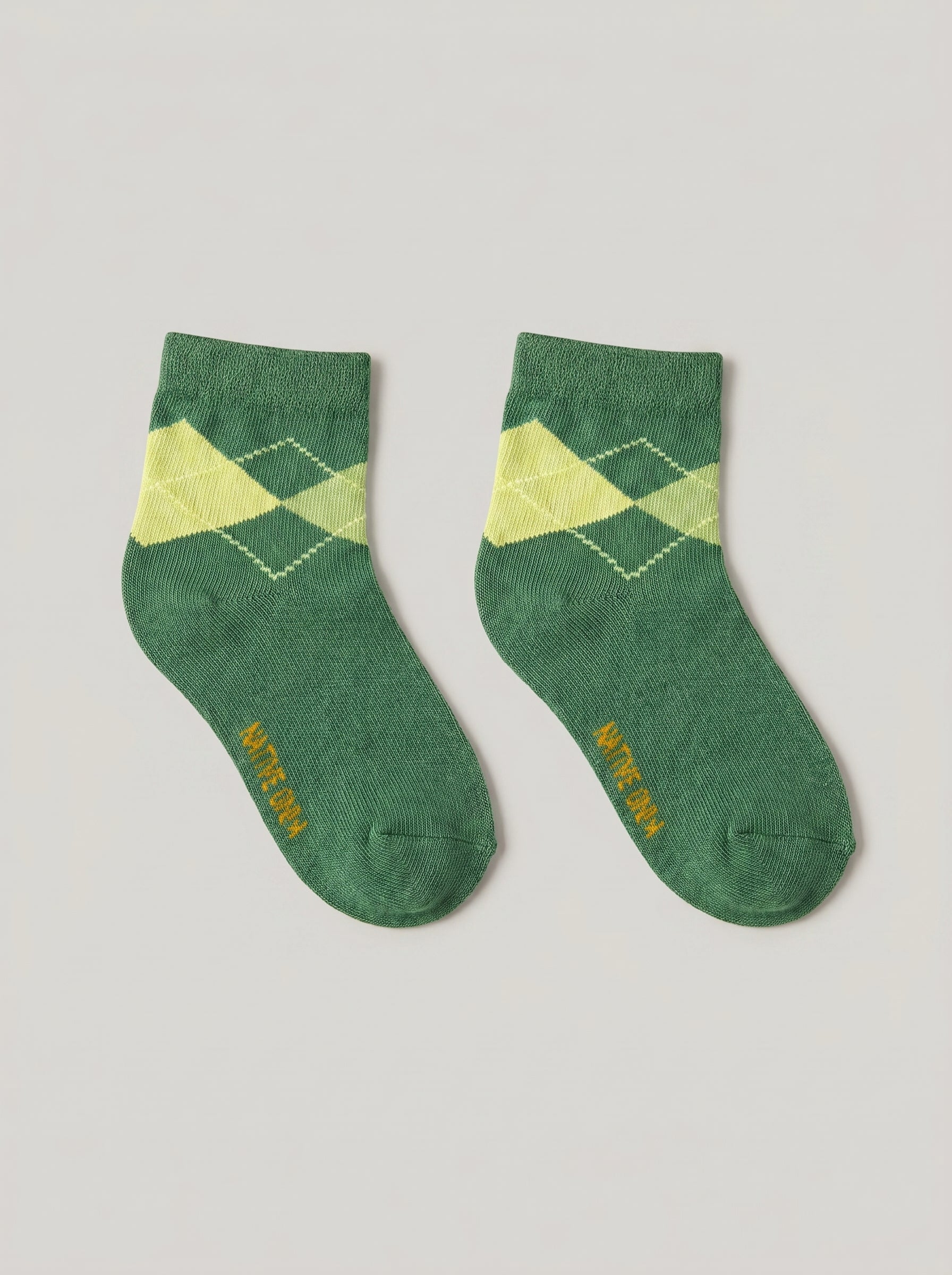 Unisex Green Argyle Cotton Ankle Socks