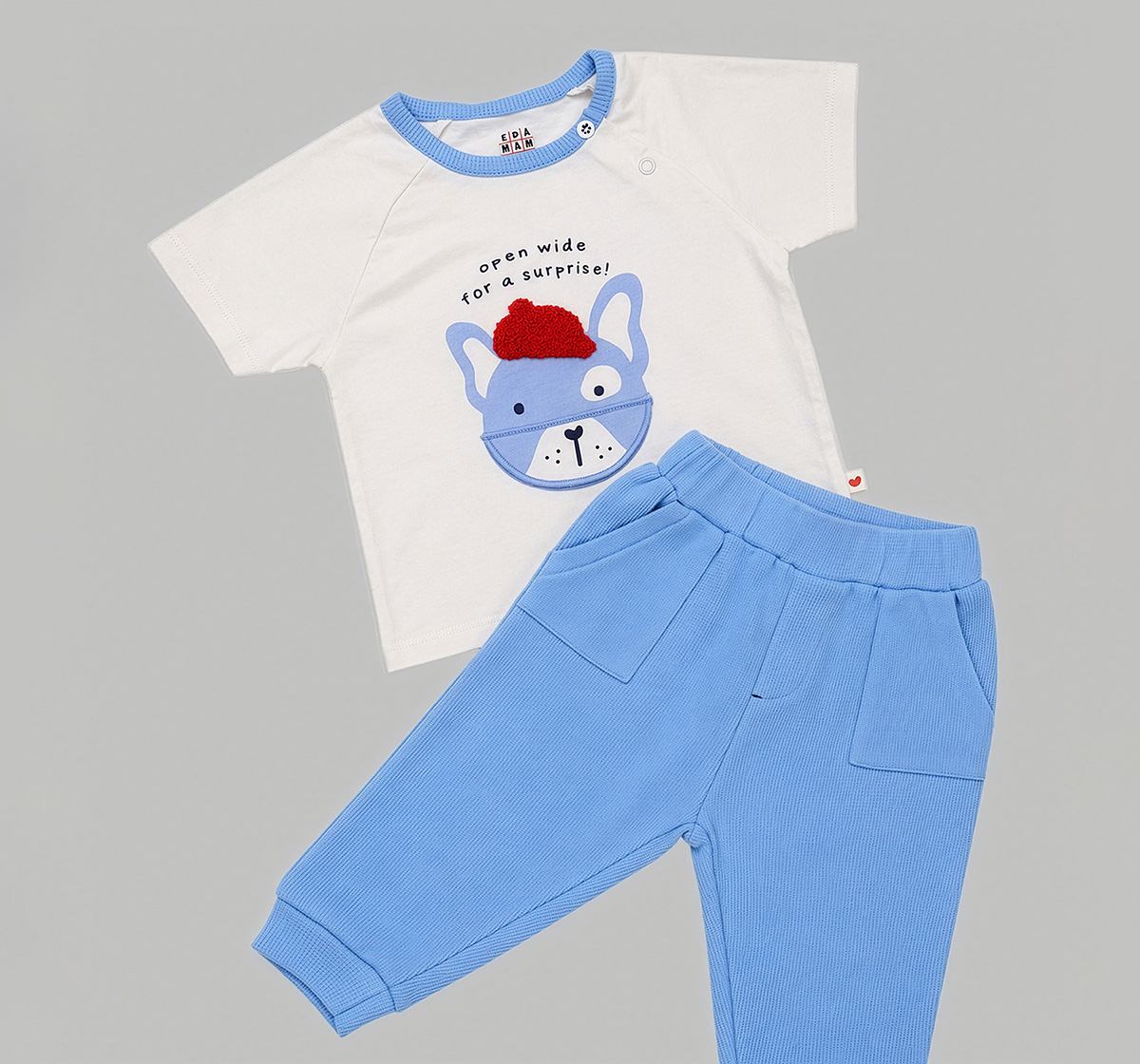 Interactive Print Tee & Jogger Set White/Blue