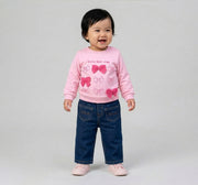 Bow Applique Sweatshirt Pink
