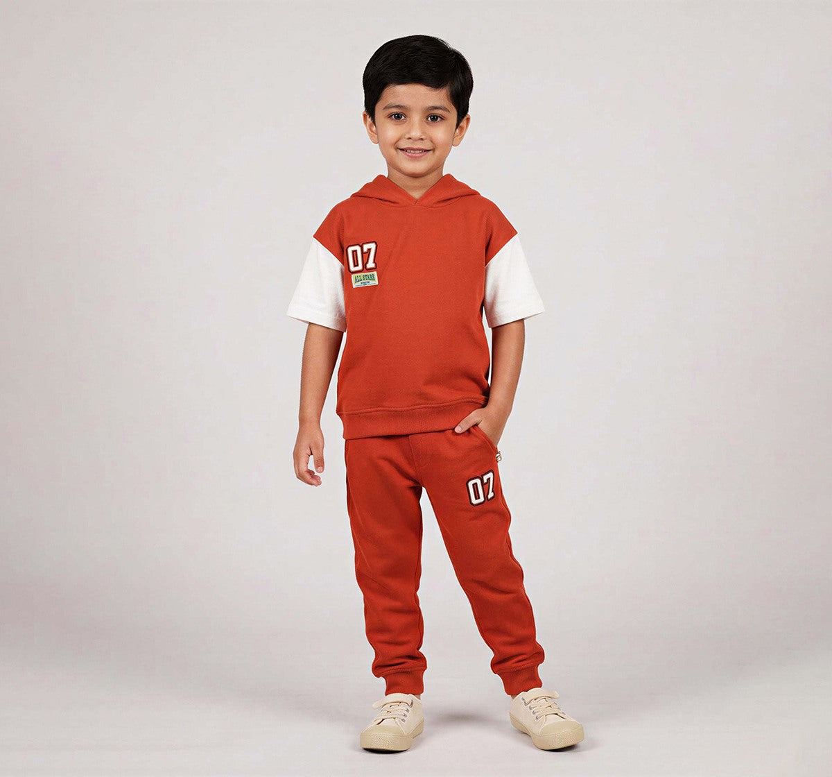 Hooded T-Shirt Withjogger Coordinate Set Red