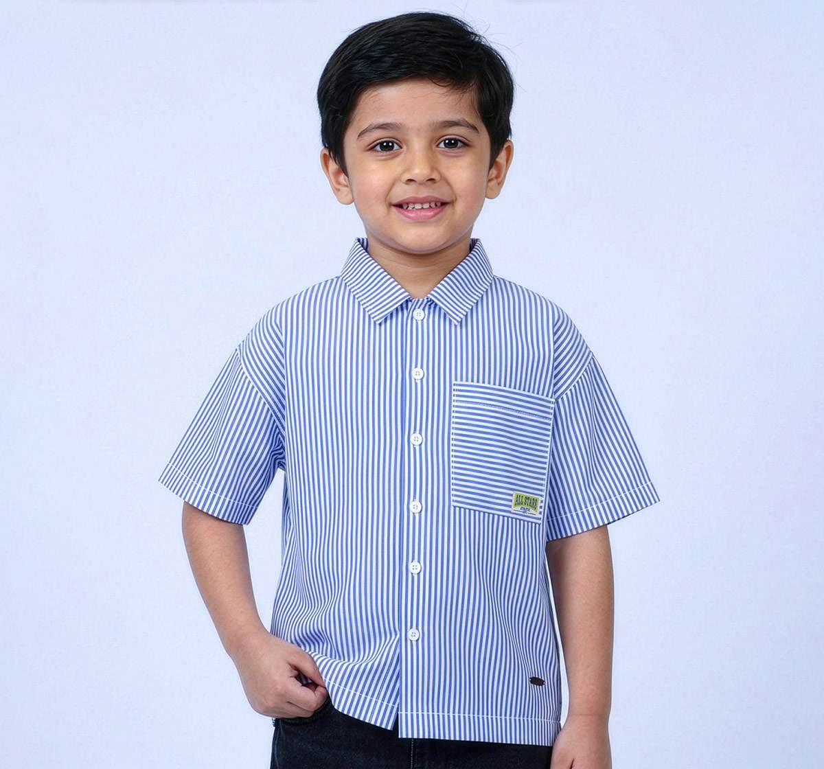 Anti Fit Half Sleeve Stripe Shirt Blue