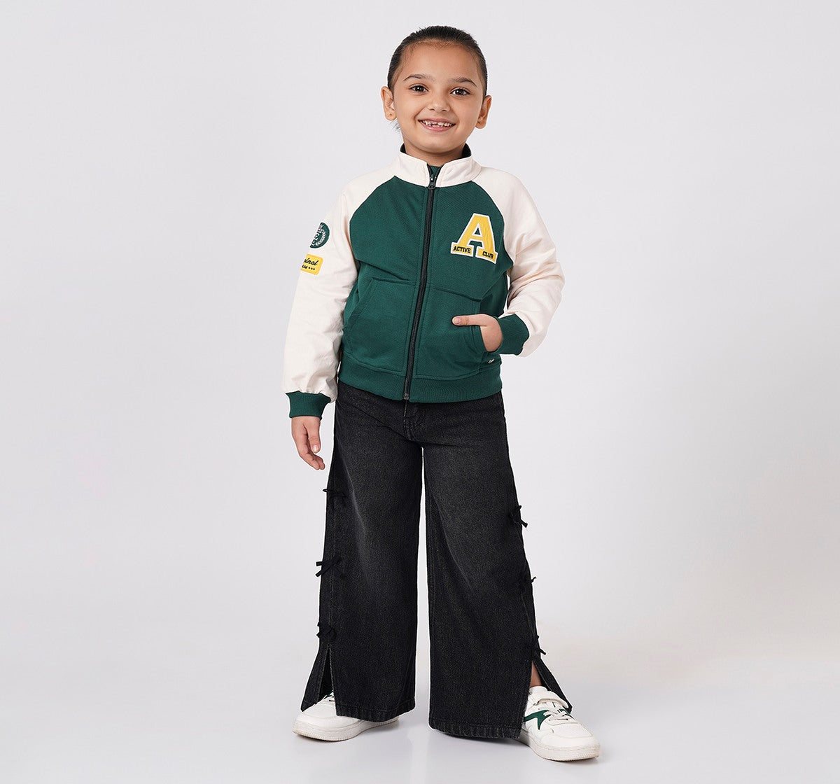 Raglan Sleeve Colorblock Jacket Green