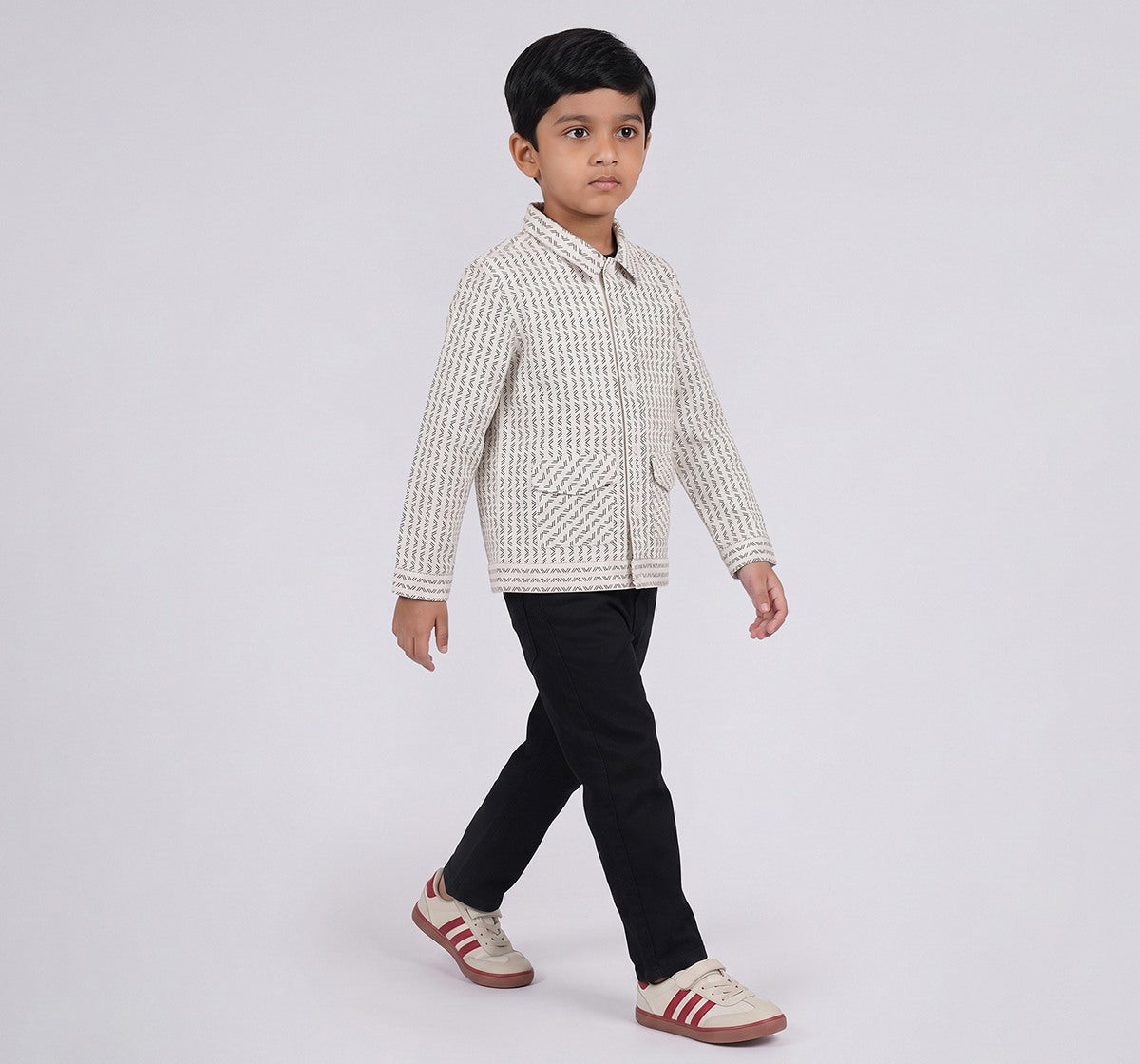Matty Dobby Printed Jacket Black and White