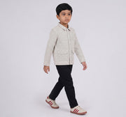 Matty Dobby Printed Jacket Black and White
