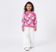 Floral Sweater with Scalloped Hem Multicolor