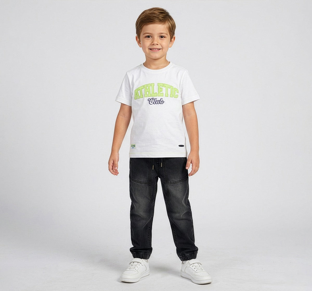Half Sleeves T-Shirt with Applique White