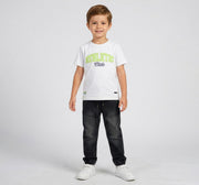 Half Sleeves T-Shirt with Applique White