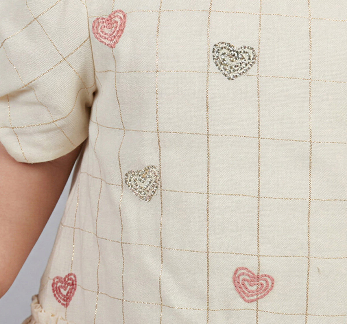 Infant Girls Ivory Embroidered Heart Dress with Bloomers