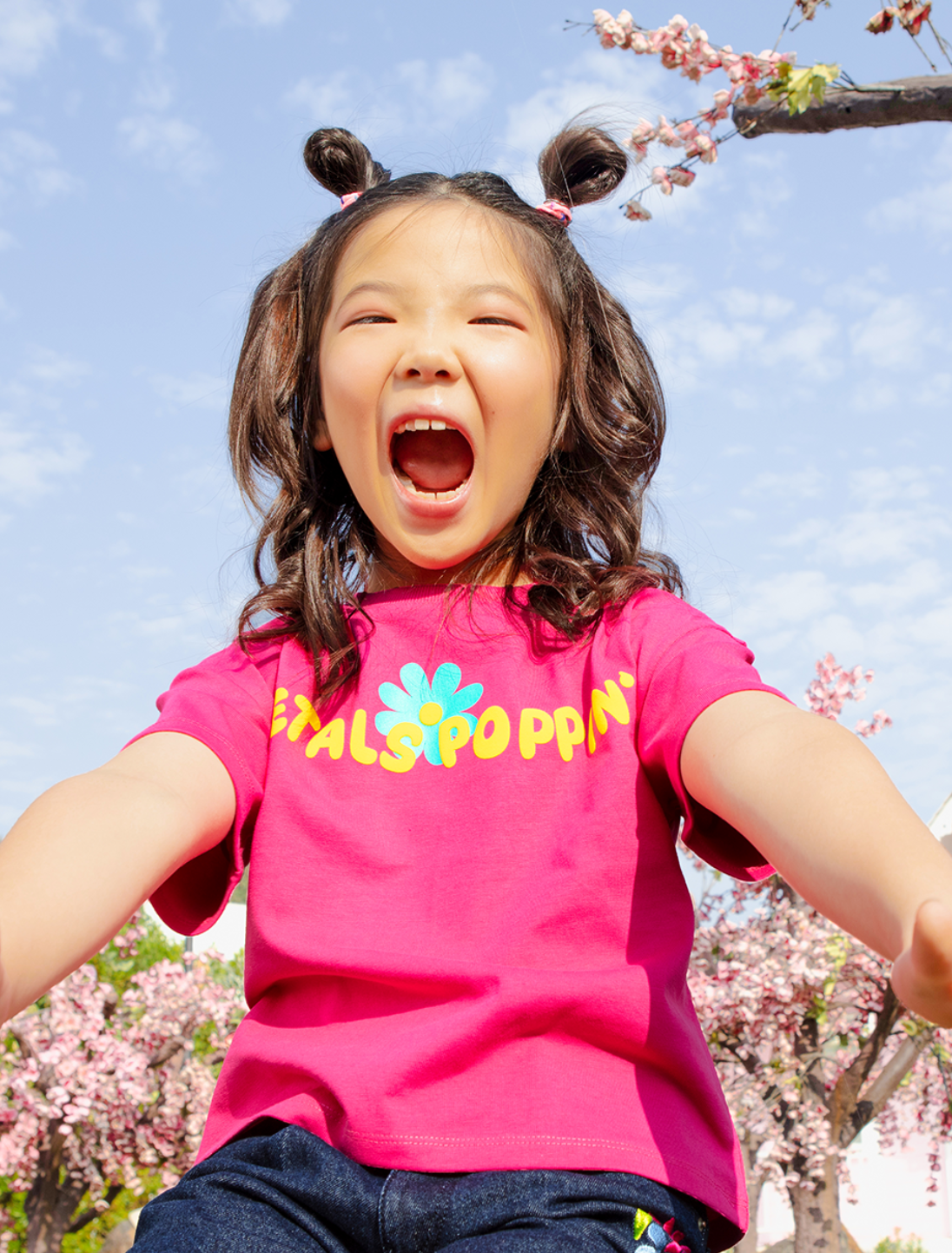 Girls Cotton Knit Graphic Boxy Fit Half Sleeve Top