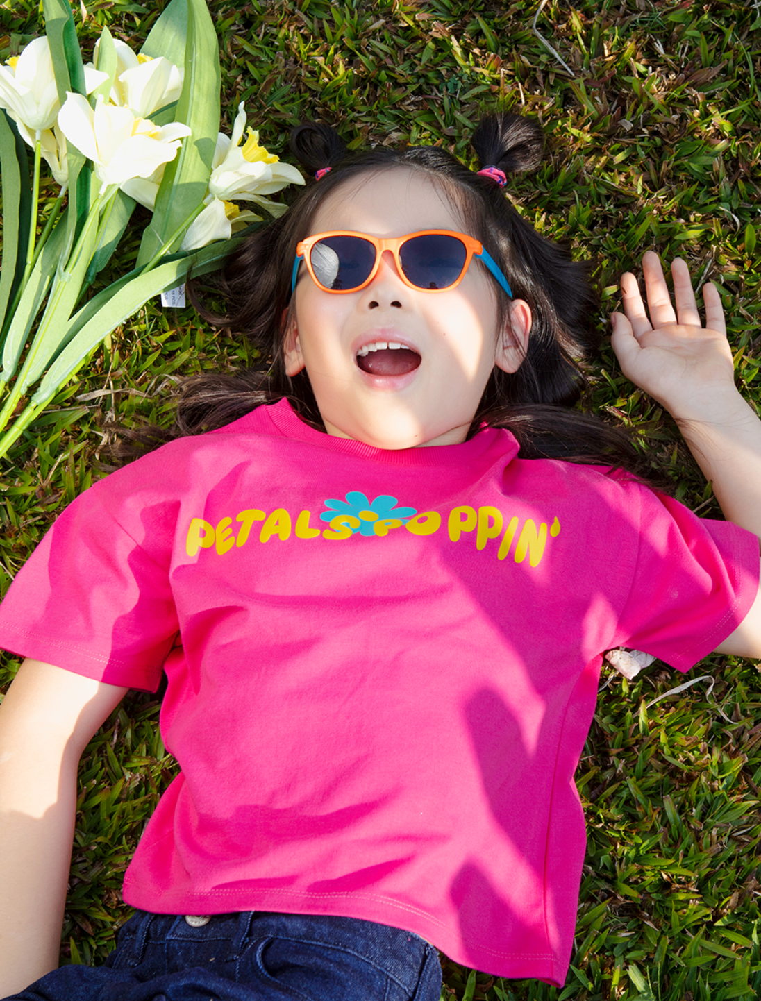 Girls Cotton Knit Graphic Boxy Fit Half Sleeve Top