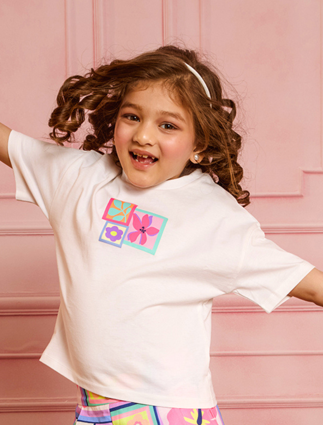 Girls Graphic Cotton Knit Boxy Fit Top