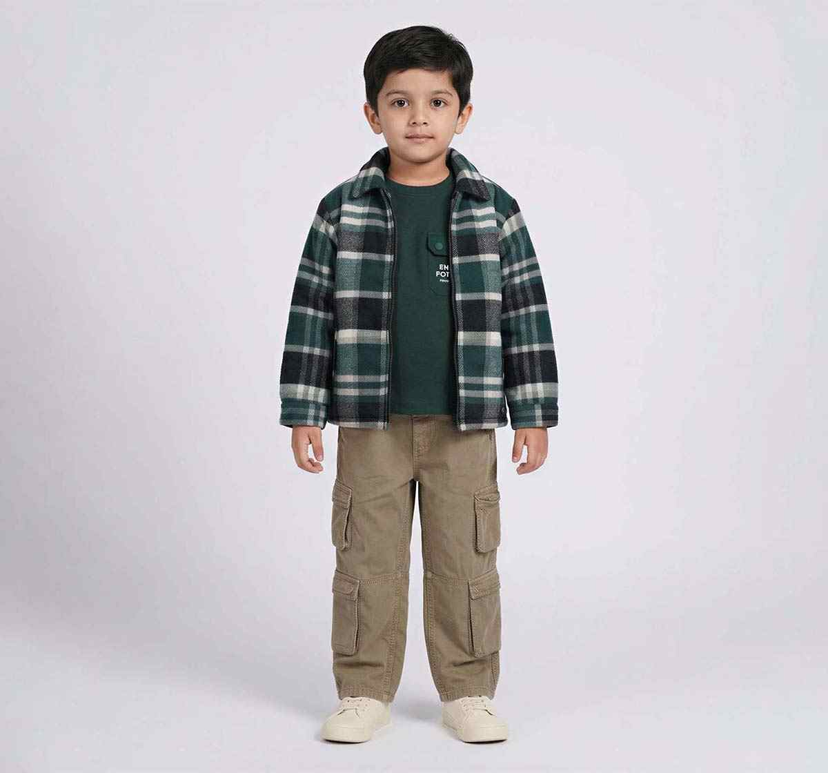 Yarn Dyed Checks Puffer Jacket Green