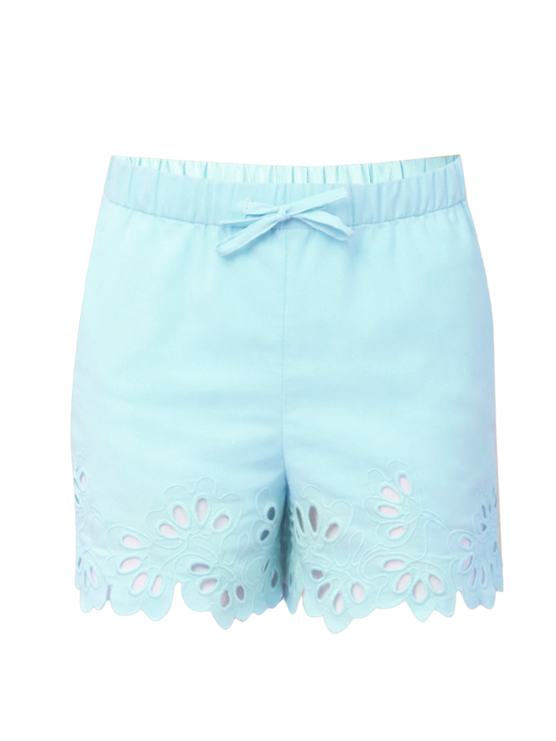Saltwater Slide Cotton Cutwork Hem Shorts for Girls